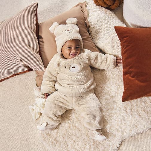 Orchestra - Ensemble 2 pièces ourson total look en sherpa pour bébé