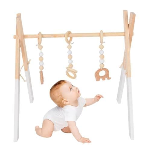 lisutupode - Lisutupode Arche Eveil Bebe Bois Pliable, Jouet De Gymnastique Pliable,Jouets D'apprentissage Pour Tout Petits,jouet Gymnastique Pour Nouveau Nés,Accessoires D'exercice Pour Nouveau Nés,45x37.5x47.5cm