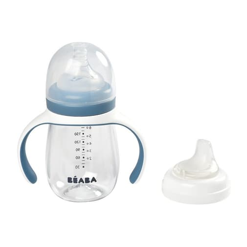 BEABA - Biberon d'apprentissage 2 en 1 - 210ml Bleu