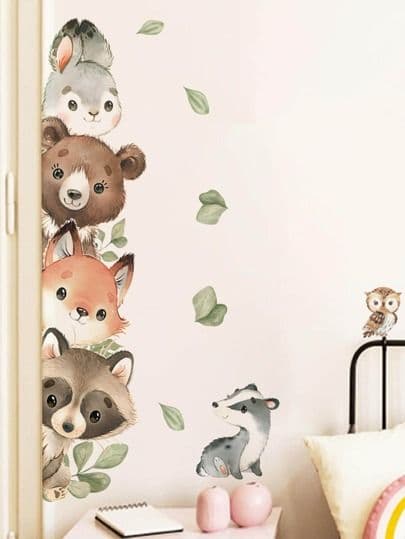 fr.shein.com - animal dessin animé motif mur mignon en PVC auto-adhésif Art mural Décalque pour domicile