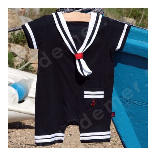 Petits Coeurs à la Mer - Combinaison bébé à col marin