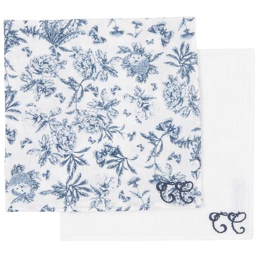 Tartine et Chocolat - Set de 2 langes Toile de Jouy bleu (70 x 70 cm)