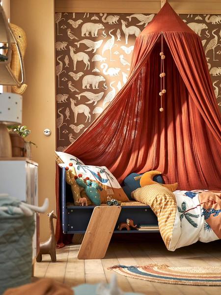 Vertbaudet - Ciel de lit en gaze de coton WILD SAHARA terracotta