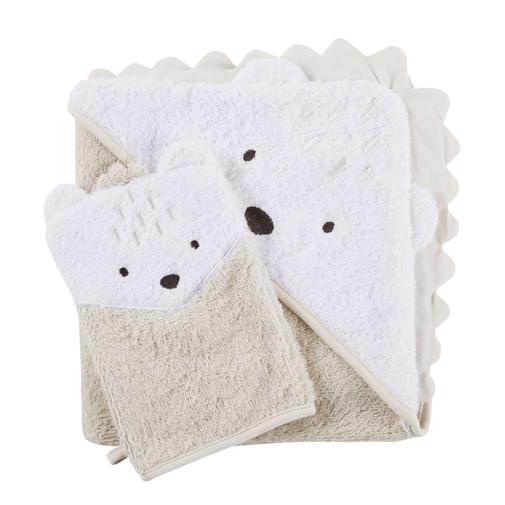 Maisons du Monde - Sortie de bain en coton biologique beige capuche hérisson 80x80