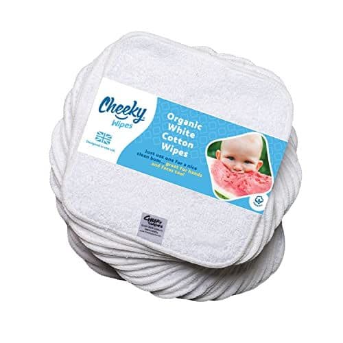 Cheeky Wipes - Cheeky Wipes - Lot de 25 lingettes pour bébé en coton épais bio de qualité supérieure - 15 x 15 cm