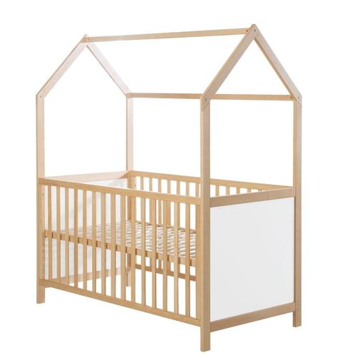Roba - Lit cabane bébé 70x140 évolutif en bois bicolore