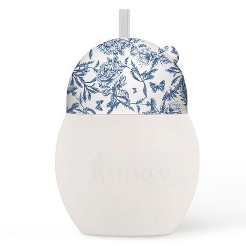 Elhée - Tasse avec Paille Lestée Coconut Toile de Jouy Bleu - 240 ml