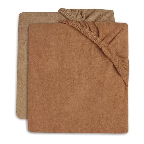 Jollein - Housse matelas à langer éponge (2 pcs) en coton caramel & biscuit - Jollein