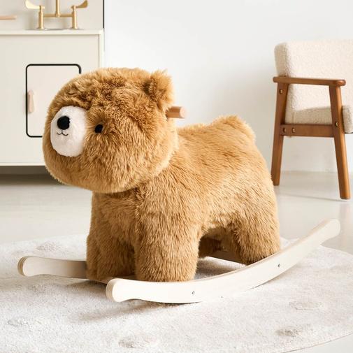 Petite Amélie - Petite Amélie | Cheval à bascule Ours | Peluche en bois certifié FSC | Marron et blanc | Jouet d'éveil pour enfant collection Forêt