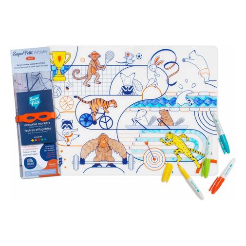 Superpetit - Superpetit - Set de table à colorier Sports avec 5 feutres