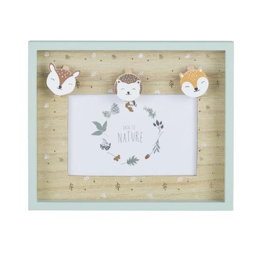 Maisons du Monde - Cadre photo animaux vert sauge, beige et orange 13x9