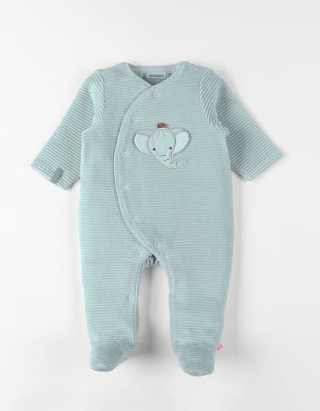 Noukies - Pyjama bébé velours côtelé turquoise - Noukies