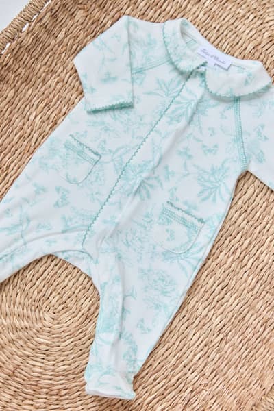 Tartine et Chocolat - Pyjama - Vert d'eau inspiration Toile de Jouy Garçon | Tartine et Chocolat