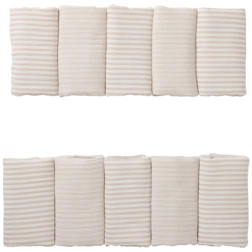 Bb&Co - Tour de lit modulable et respirant gaze beige rayé galet