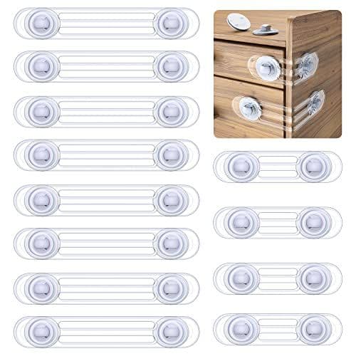 Kimsky - Kimsky Sécurité Bebe, Sécurité Enfant Porte, 12 Pièces Bloque Porte Fenêtre Securite Bébé, Bloque Porte Bébé Sans perçage pour Armoire, Toilette, Frigo, Four, Réfrigérateur (Transparent)