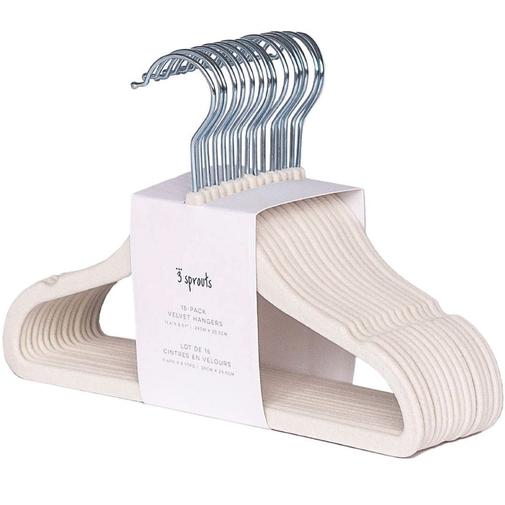 3 sprouts - Lot de 15 cintres en velours crème