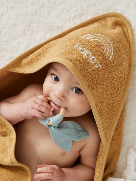 Vertbaudet - Cape de bain personnalisable et gant de toilette ocre
