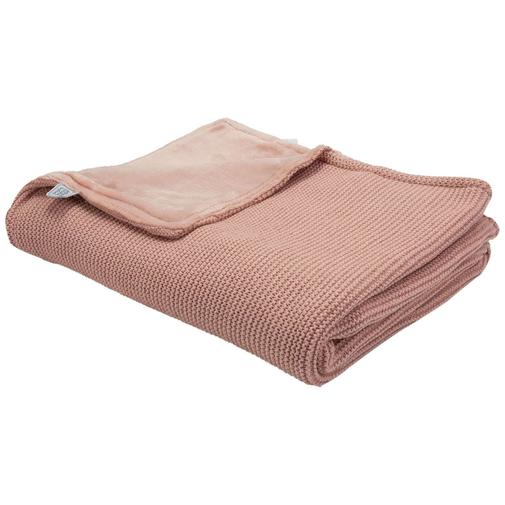 Trois Kilos Sept - Couverture en tricot et flanelle Terre de sienne (75 x 100 cm)