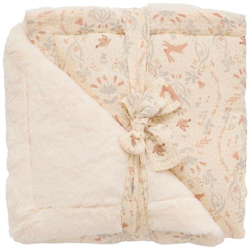 Bb&Co - Couverture Luxe fausse fourrure angora ivoire et jardin enchanté (70x100 cm)