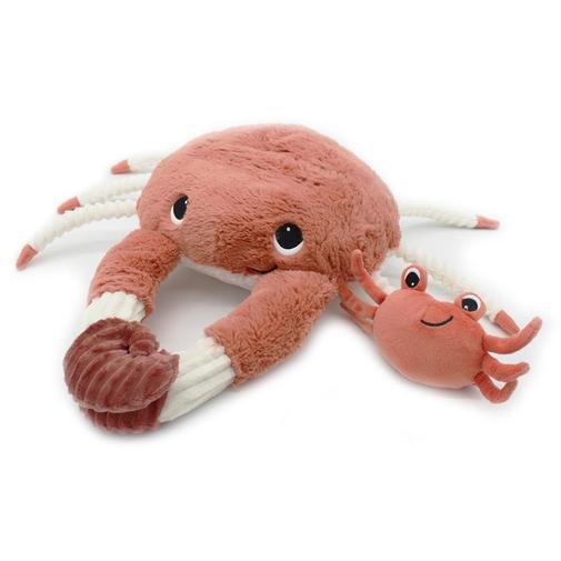 Les Déglingos - Peluche Cassecou le crabe et son bébé terracotta (39 cm)