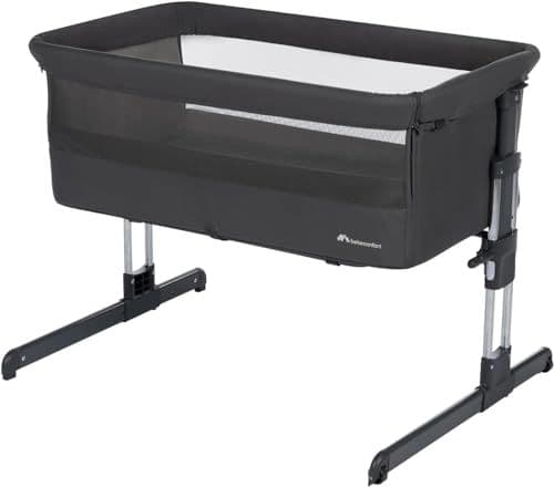 BEBE CONFORT - Bebeconfort Calidoo, Lit Cododo Bébé et Berceau Bébé 2-en-1, 0-6 mois (0-9 kg), Berceau Cododo Inclinable, 5 Hauteurs, Grand Matelas Rembourré, Côtés en Filet, Côté Pliable Facilement, Tinted Graphite