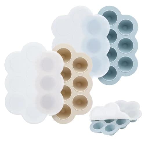 PandaEar - PandaEar Lot de 2 Plateaux de Congélation pour Aliments pour Bébé avec Couvercles, Plateau d'Alimentation et Anneau de Dentition en Silicone, Bac à Glace pour Nourriture Maison pour Bébé