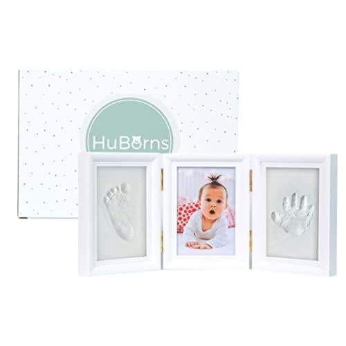 HuBorns - HuBorns - Cadre Empreinte Main Pied Bebe, Kit Empreinte Bebe avec des Matériaux de Qualité Supérieure, Kits de Moulage et d'Empreintes de Décoration Idéal pour Cadeau Naissance Fille