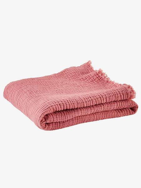 Vertbaudet - Plaid en gaze de coton bio rose