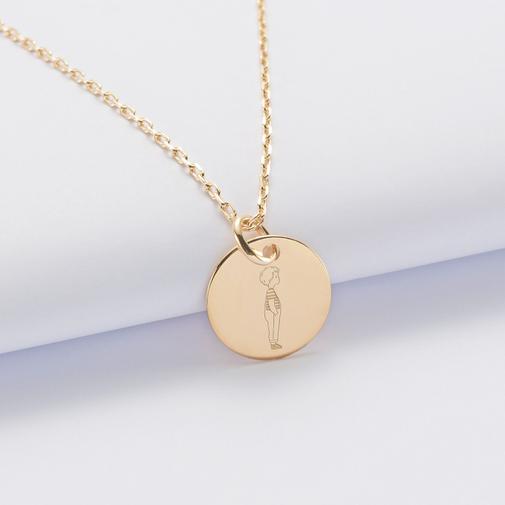 HappyBulle - Pendentif personnalisé illustration médaille gravée plaqué or 15 mm - HappyBulle x Marie Savart