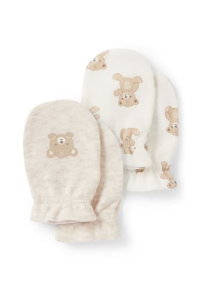 C&A Online Shop - Lot de 2 - oursons - moufles antigrattements