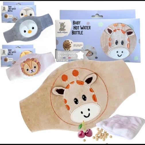 Hello Hippo - Bouillotte noyaux de cerise bébé (giraffe) - ceinture anticolique