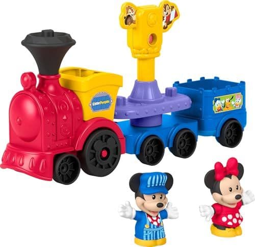 Fisher-Price - Fisher-Price Little People Le Train Musical de Mickey et Minnie Disney avec 2 figurines pour le jeu d’imitation, pour enfants à partir de 18 mois, JKB04
