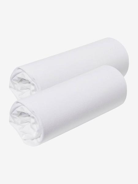 Vertbaudet - Lot de 2 draps housse pour berceau bébé et cododo en jersey extensible blanc
