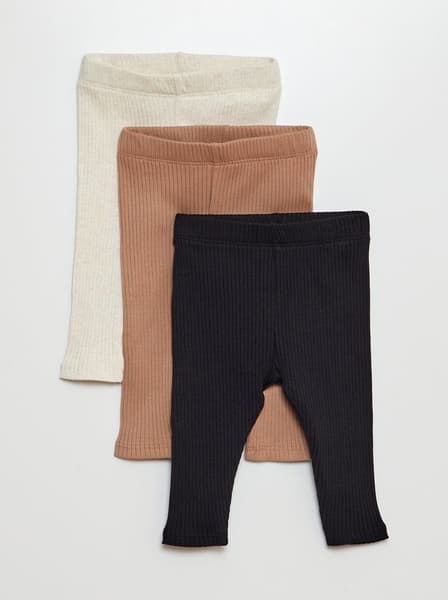 Kiabi - Lot de 3 leggings côtelés