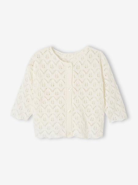 Vertbaudet - Gilet bébé maille ajourée blanc