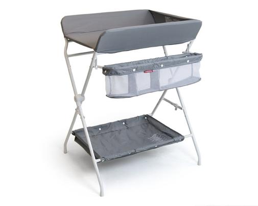 Webaby - Table à langer pliante en acier - blanc et gris