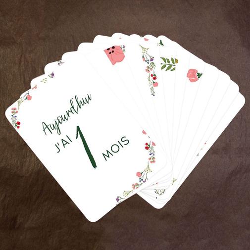 Le Faire-Part Français - Cartes étapes bébé Couronne de fleurs