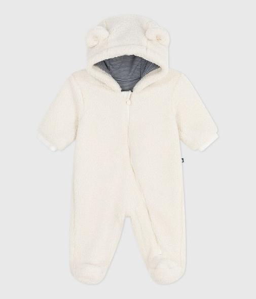 Petit Bateau - Combi pilote bébé mixte en sherpa uni avec oreilles