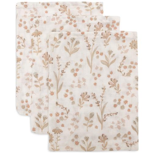 Jollein - Lot de 3 gants de toilette en gaze de coton Bloomy