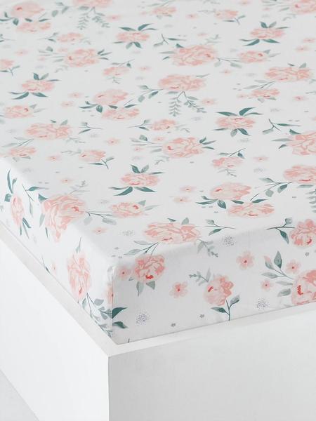 Vertbaudet - Drap-housse bébé EAU DE ROSE écru / rose