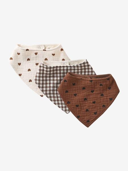 Vertbaudet - Lot 3 bavoirs bandanas en gaze de coton coeur fondant