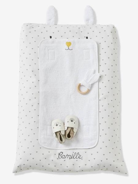 Vertbaudet - Housse matelas à langer personnalisable Lapin blanc imprimé