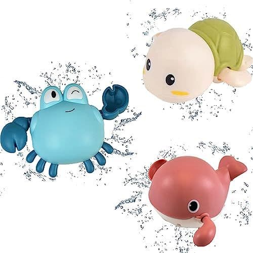 FiveMileBro - Jouets de Bain pour Bébés, 3 Pièces Animal Jouets de Bain, pour Baignoire et Piscine, Jouet de Bain Enfant, Convient aux Bébés à Partir de 8 Mois