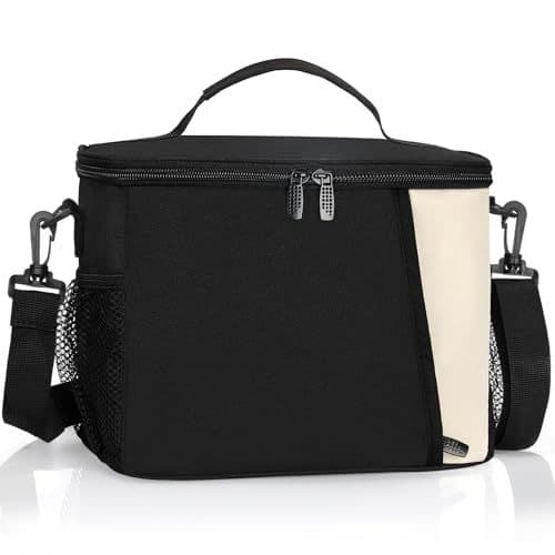 Oamwrae - Oamwrae 8.6L Sac Isotherme Repas, Sac Glaciere Repas Antifuite, Sac Lunch Box Avec Bandoulière Réglable, Grande Ouverture Lunch Bag pour Travail, Pique-Nique, École (Noir)