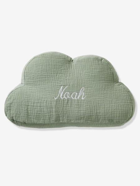 Vertbaudet - Coussin nuage en gaze de coton personnalisable vert sauge