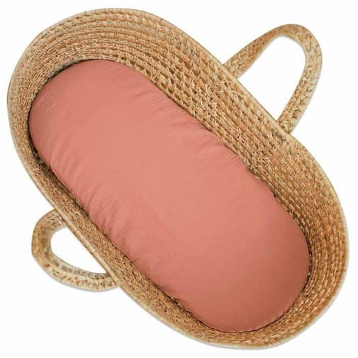Sevira Kids - Drap housse couffin ovale en gaze de coton, Jeanne Terracotta orange