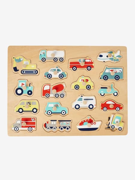Vertbaudet - Puzzle des véhicules en bois FSC® multicolore - Vertbaudet