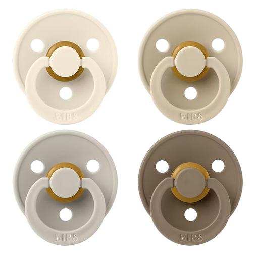 Bibs - Lot de 4 Sucettes Rondes Colour Ivory Sand Vanilla & Dark Oak - 6/18 Mois