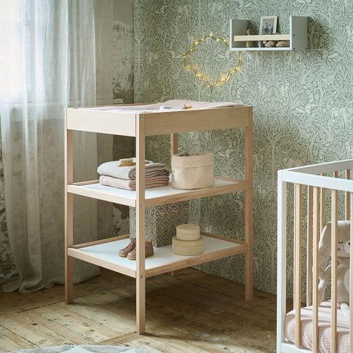 Petite Amélie - Petite Amélie Table à langer Hêtre | Bois massif et MDF | Blanc et Naturel | 76,4x56,4x95,4 cm