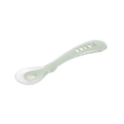 Béaba - Cuillère 2ème âge silicone - Vert de Gris